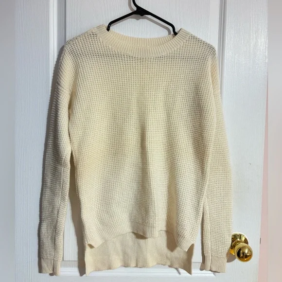 Aritzia Wilfred Isabelli 100% Wool Waffle Knit White/Cream Sweater Size XS - Picture 5 of 13
